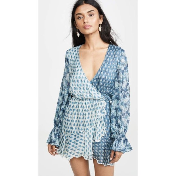 Anthropologie Dresses & Skirts - Anthropologie Hemant and Nandita Blue Long Sleeve Shimmer Mini Dress